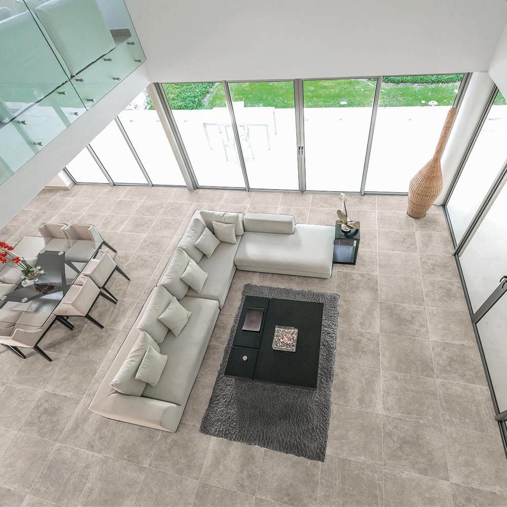 band systeem Portiek Vloertegel Binnen - Natuursteen Betonlook - Taupe 60x60 cm / 600x600mm